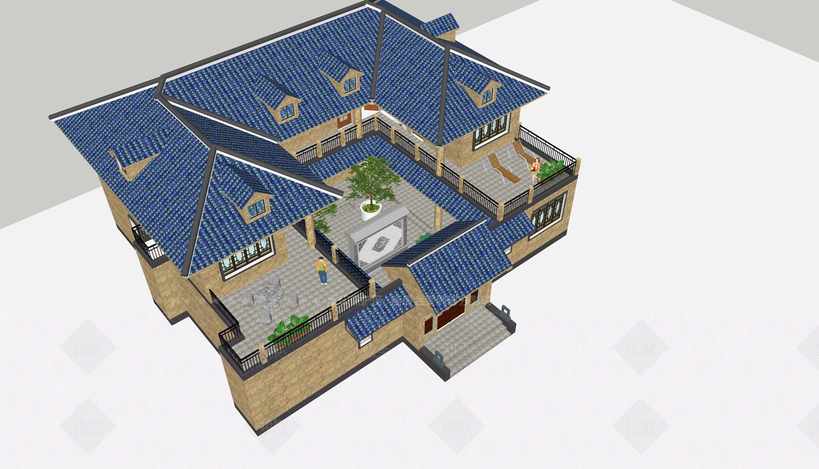 中式乡村民房SU模型下载【ID:1170627677】