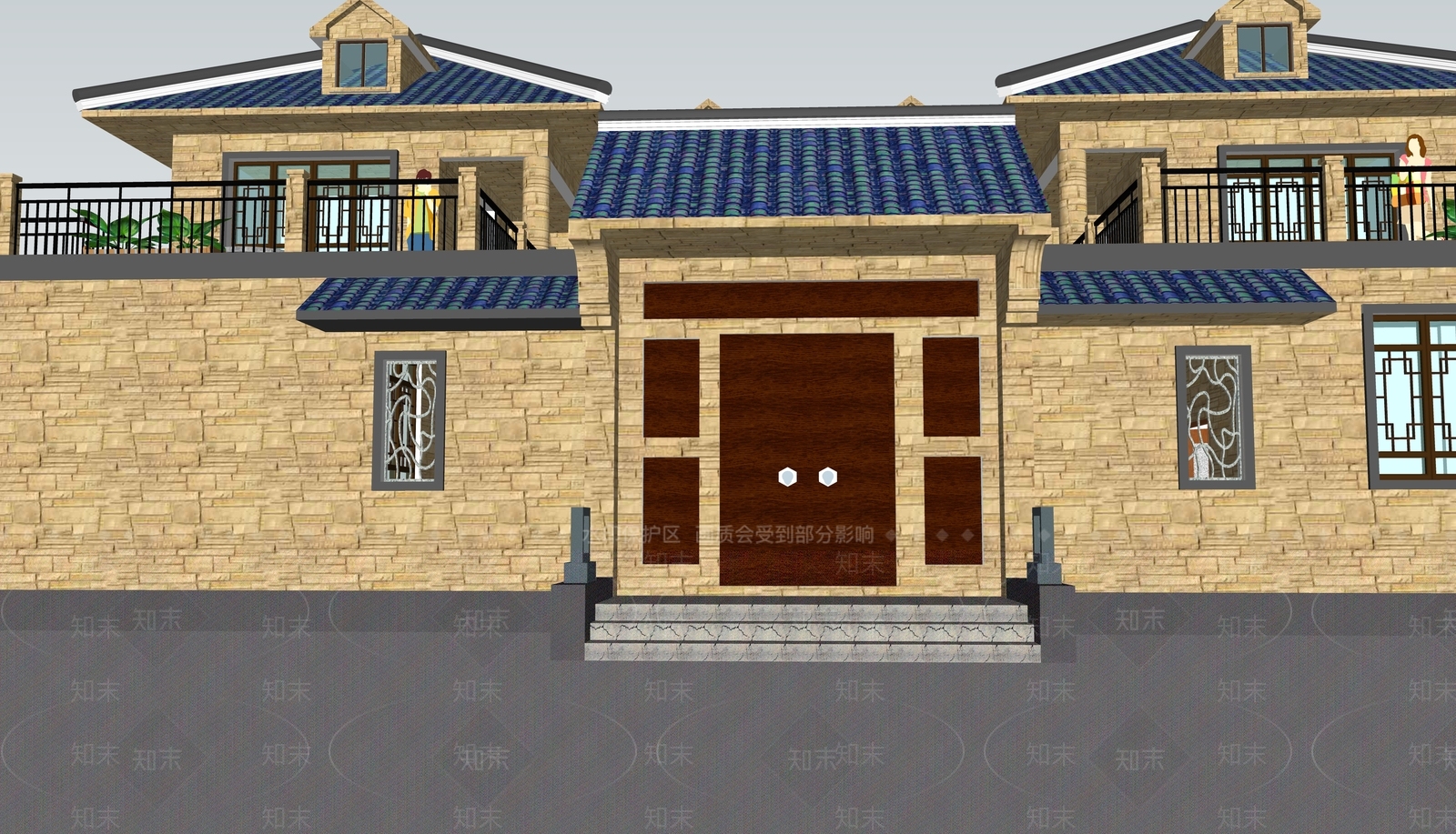 中式乡村民房SU模型下载【ID:1170627677】