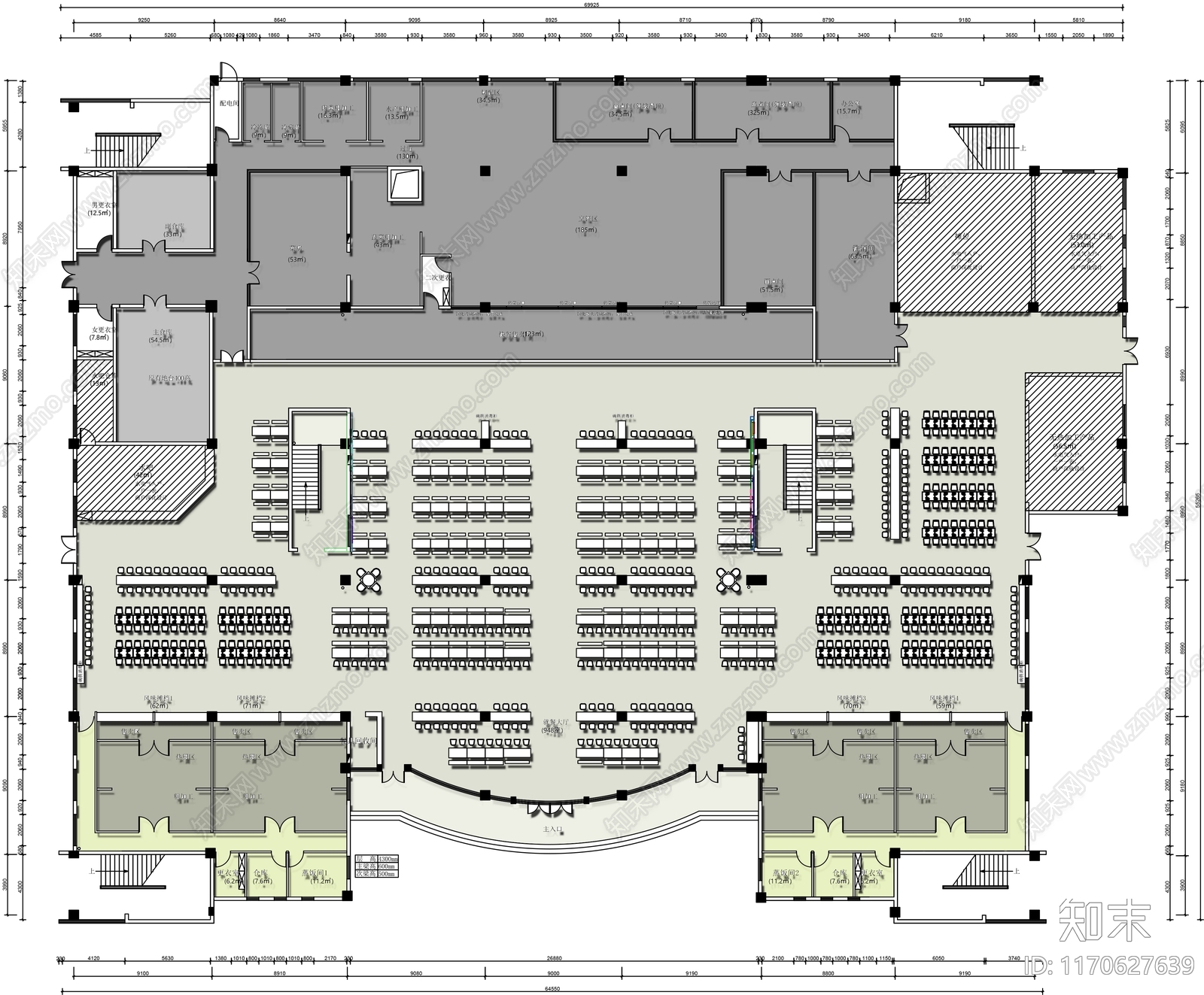 现代食堂施工图下载【ID:1170627639】