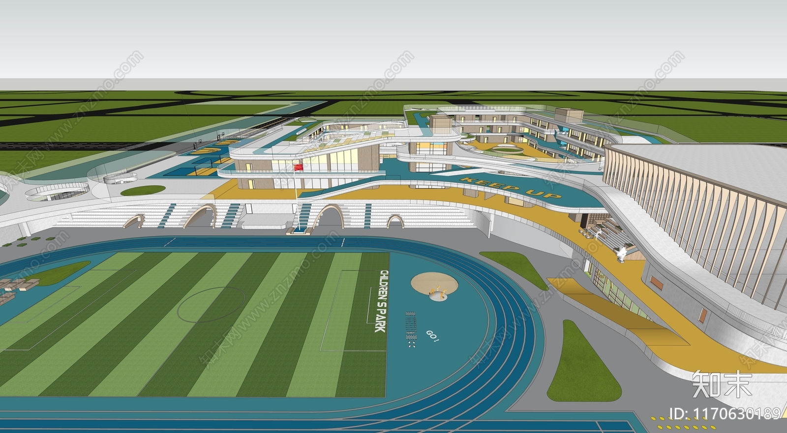 现代学校建筑SU模型下载【ID:1170630189】