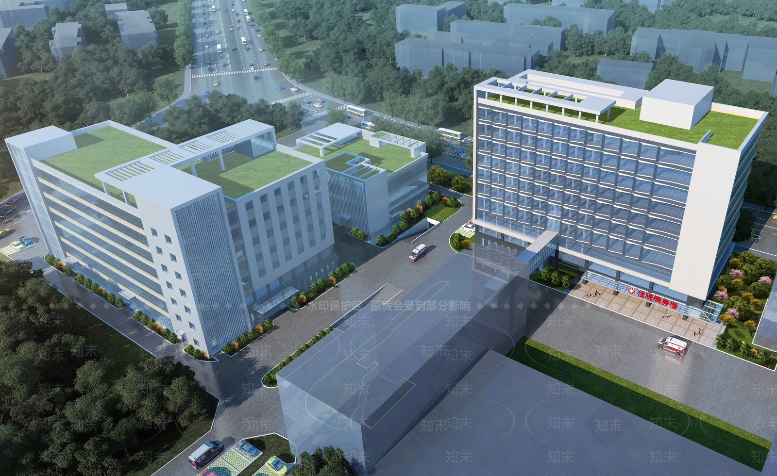 现代医院建筑SU模型下载【ID:1170631573】