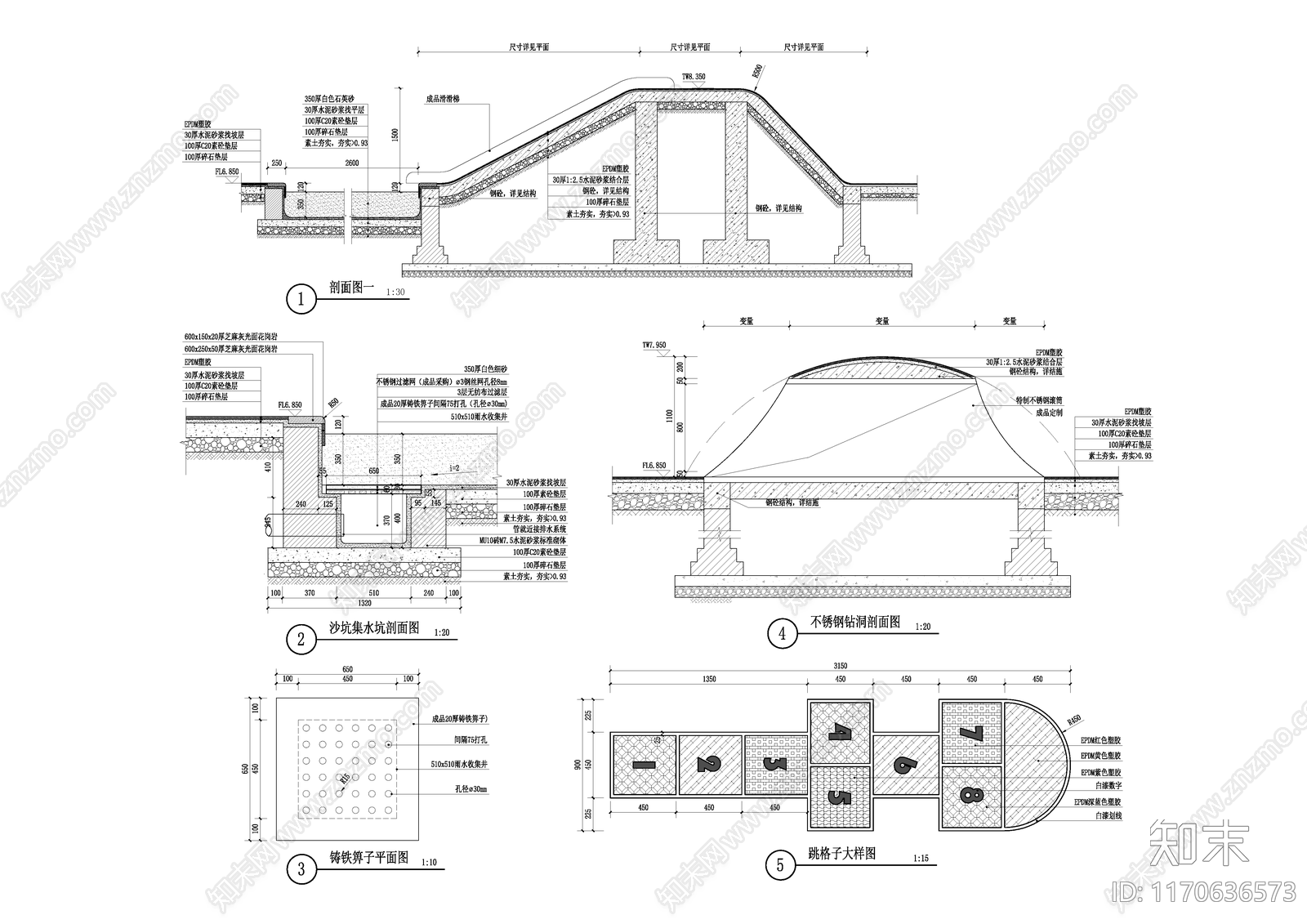 现代公园景观cad施工图下载【ID:1170636573】