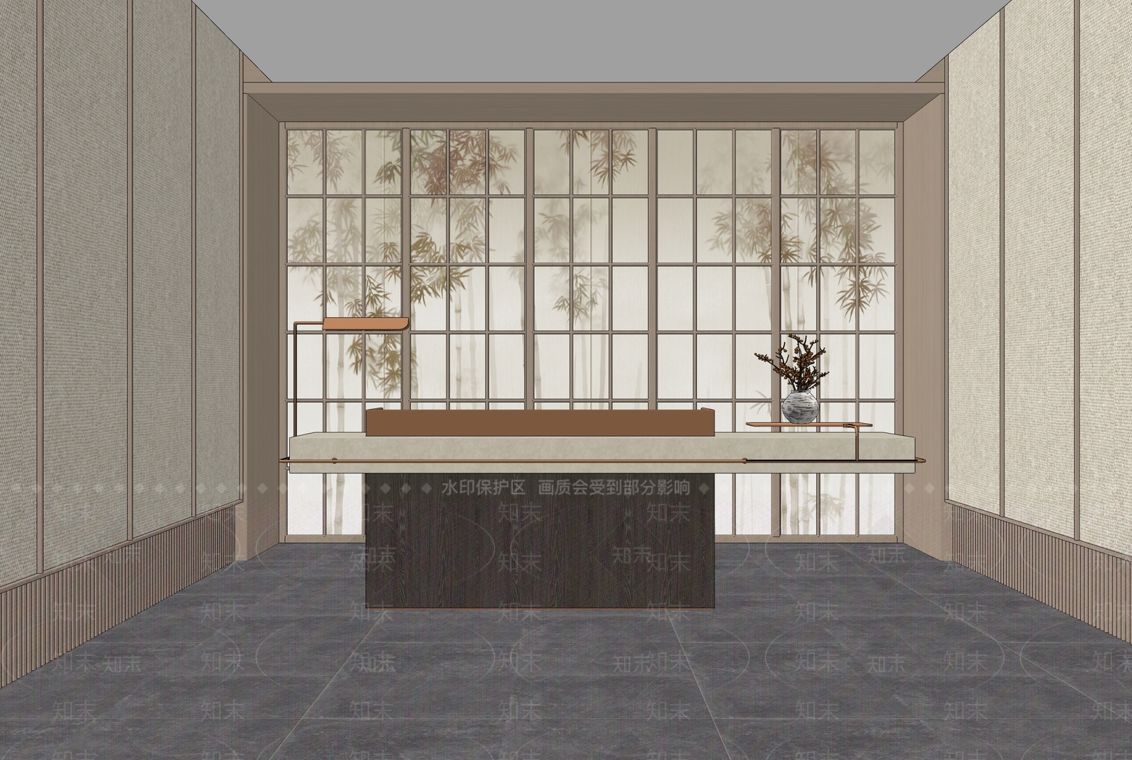 现代新中式办事大厅SU模型下载【ID:1170650924】