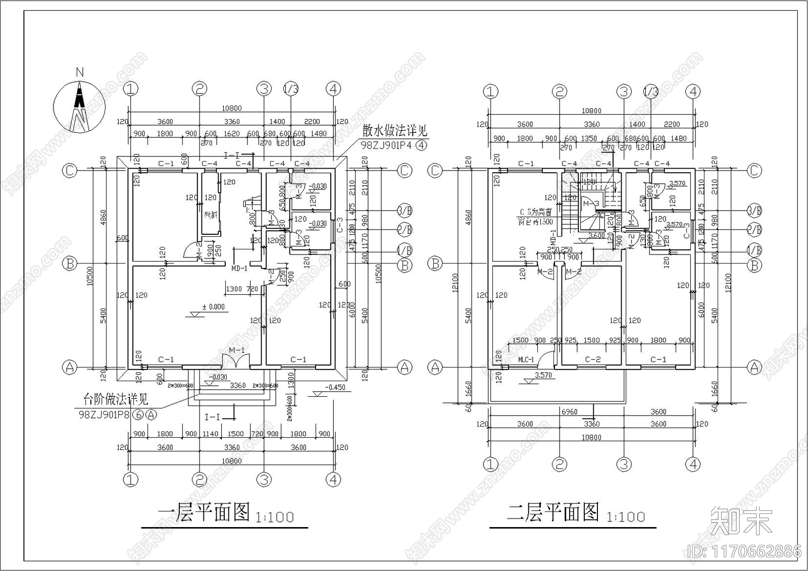 现代别墅建筑cad施工图下载【ID:1170662886】