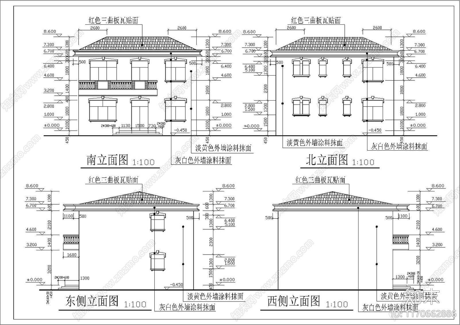 现代别墅建筑cad施工图下载【ID:1170662886】