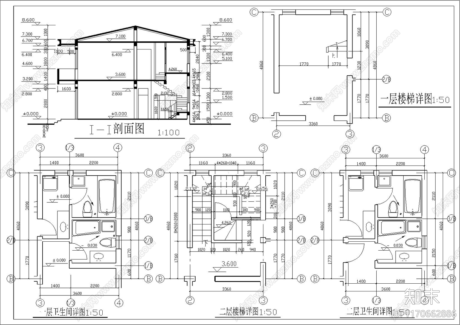 现代别墅建筑cad施工图下载【ID:1170662886】