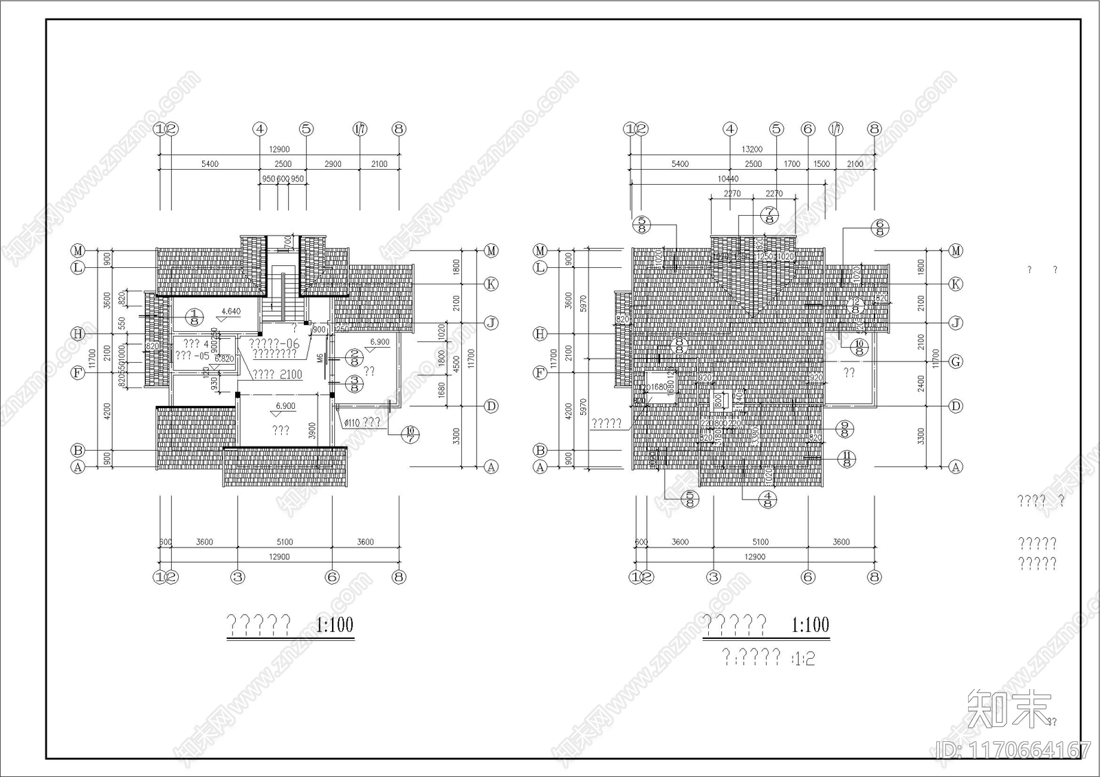 新中式美式别墅建筑cad施工图下载【ID:1170664167】