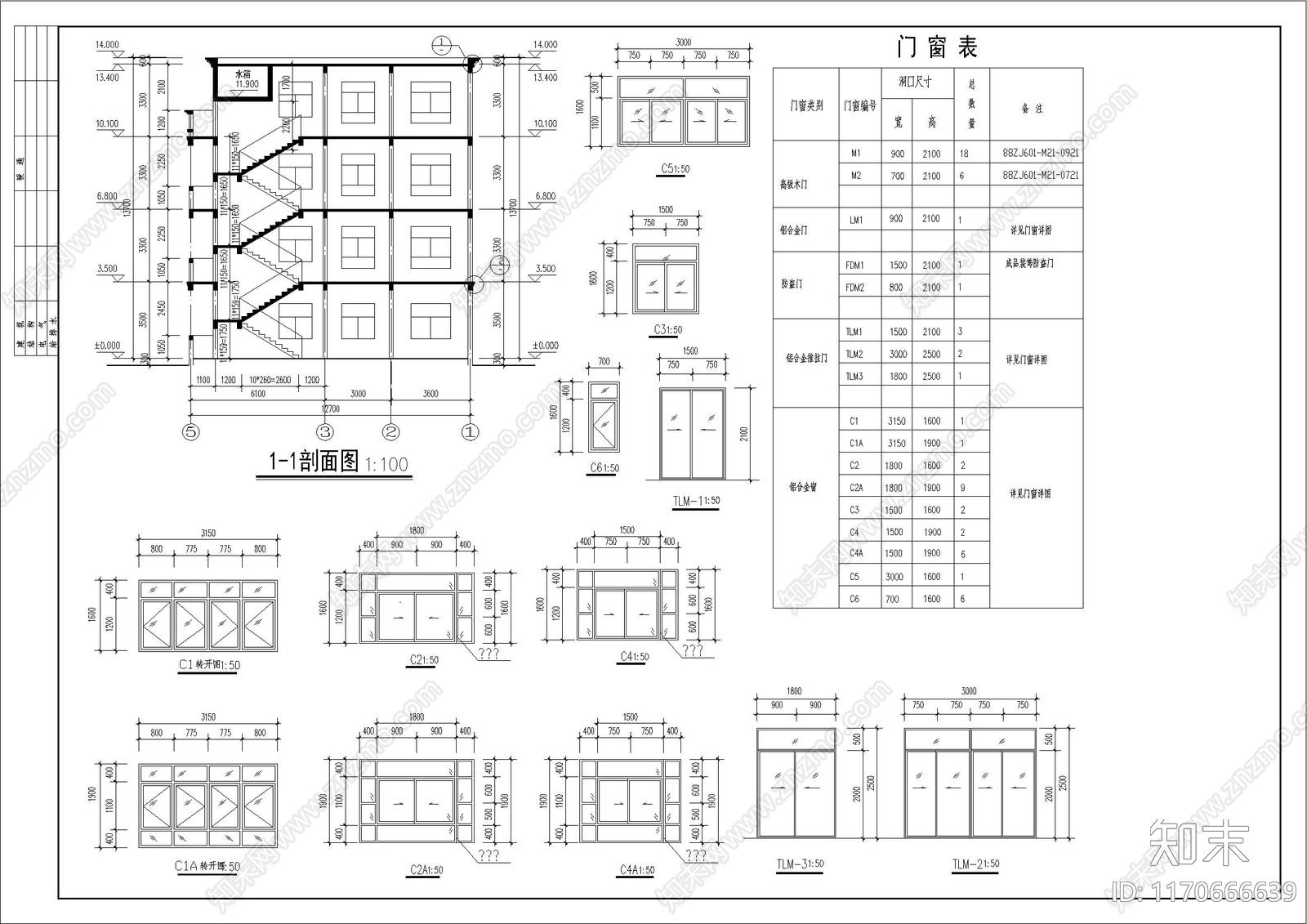 简欧别墅建筑cad施工图下载【ID:1170666639】