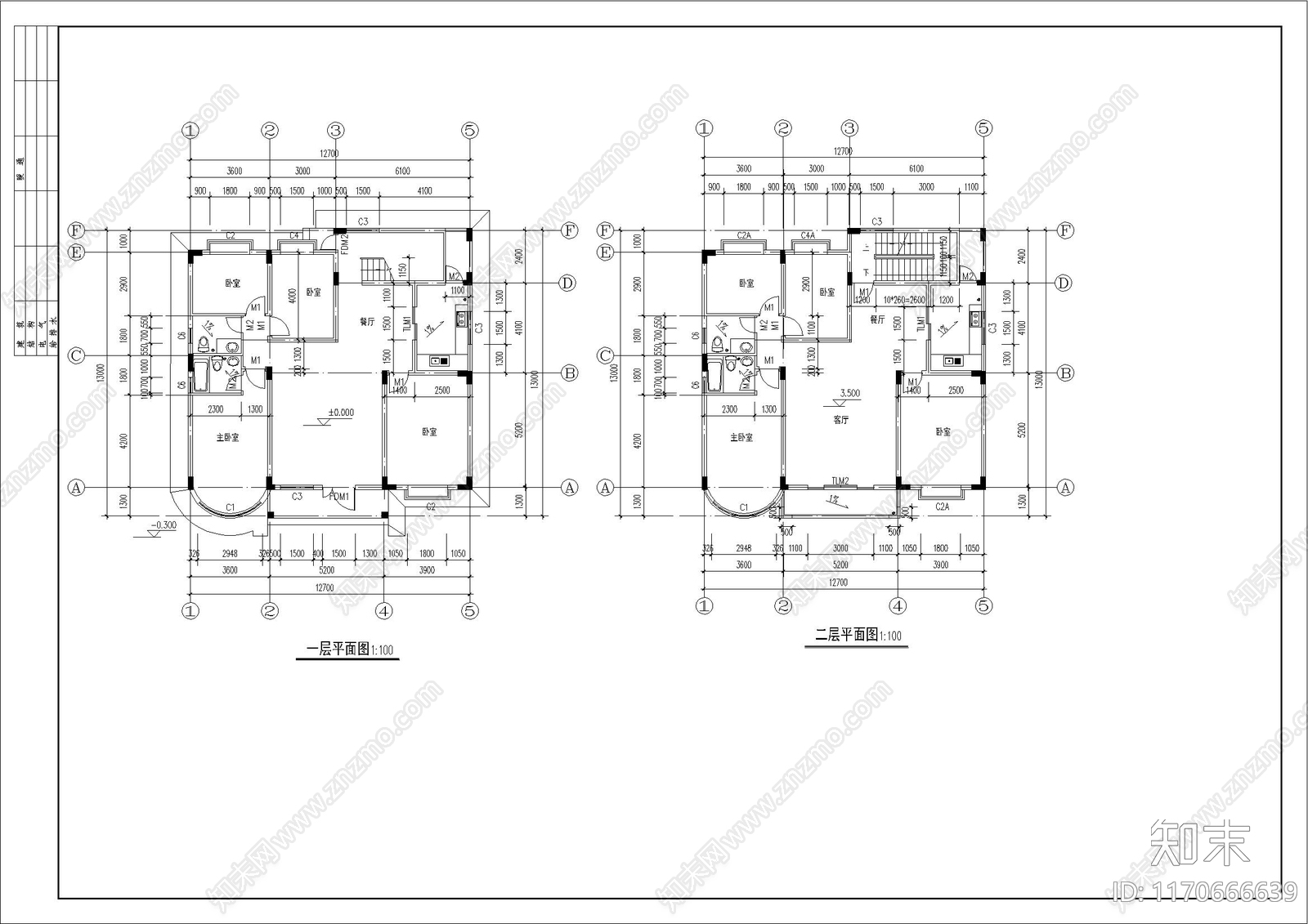 简欧别墅建筑cad施工图下载【ID:1170666639】