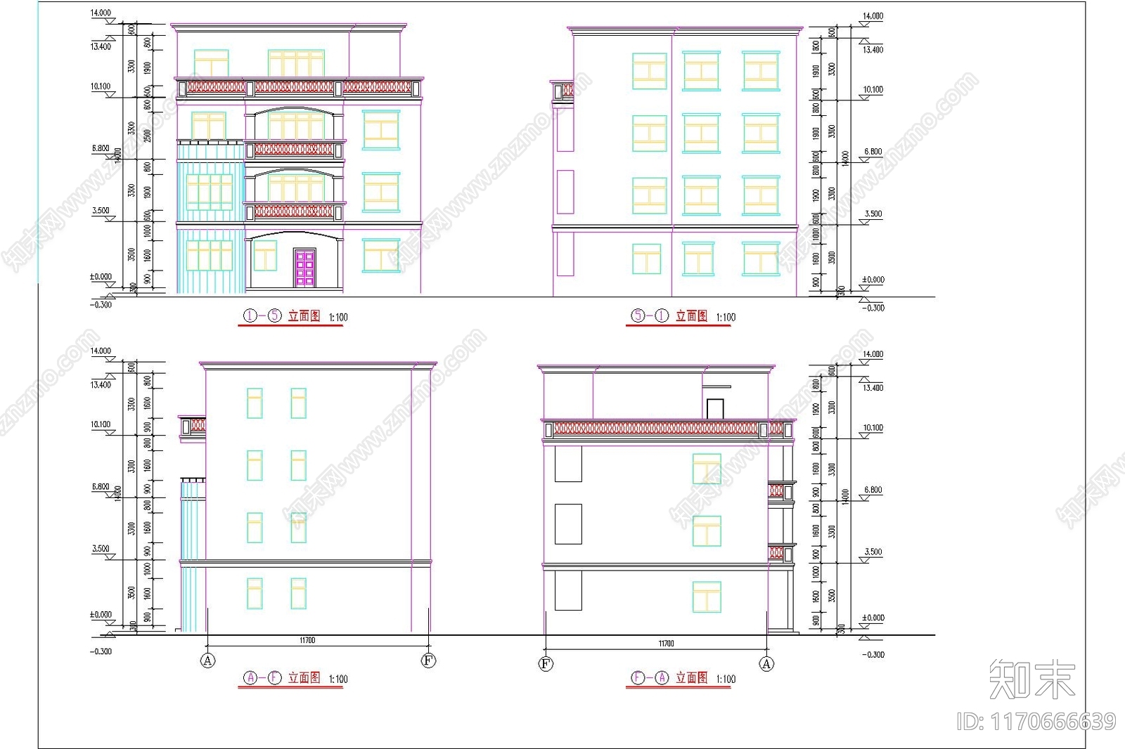 简欧别墅建筑cad施工图下载【ID:1170666639】