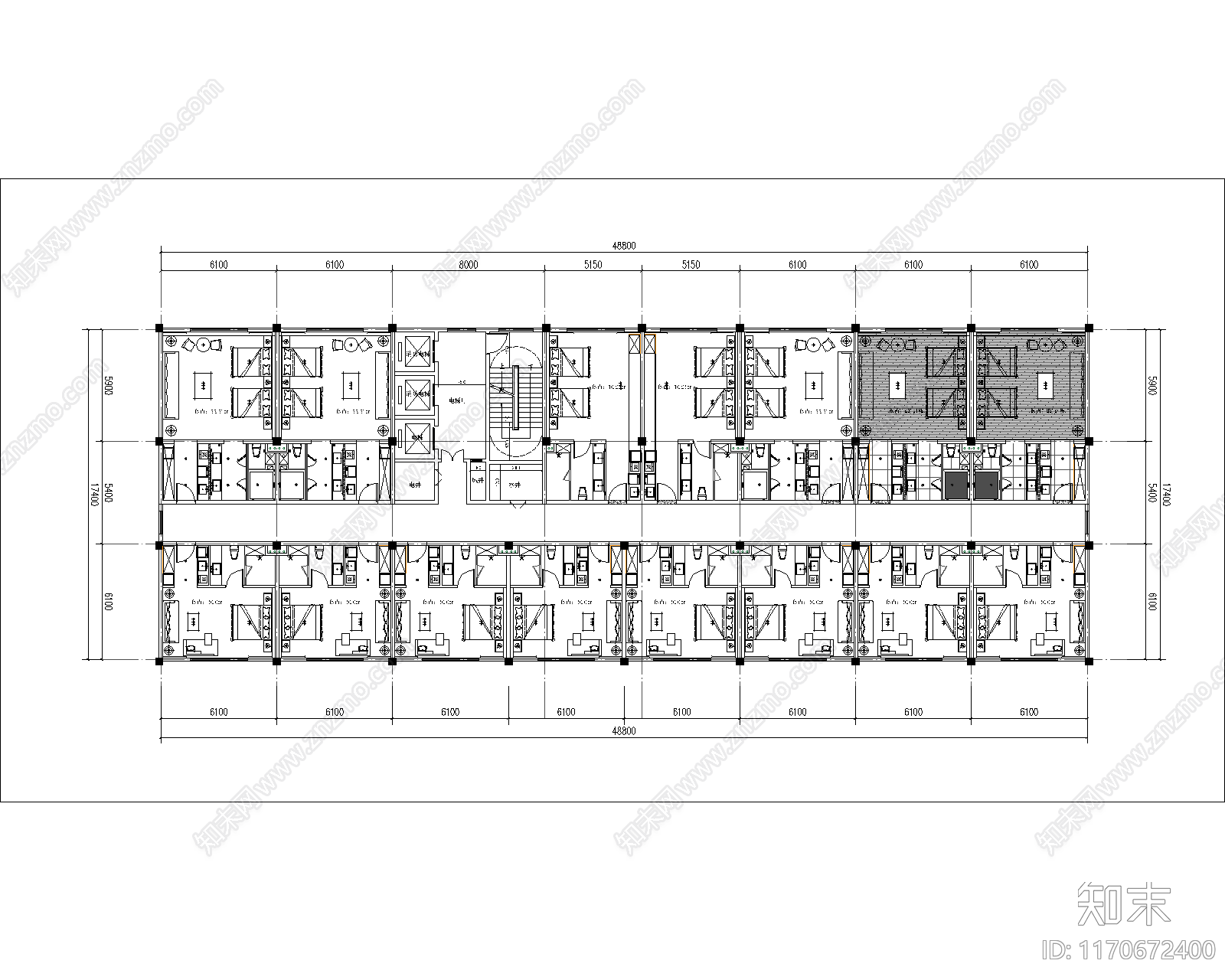 现代简约酒店建筑cad施工图下载【ID:1170672400】