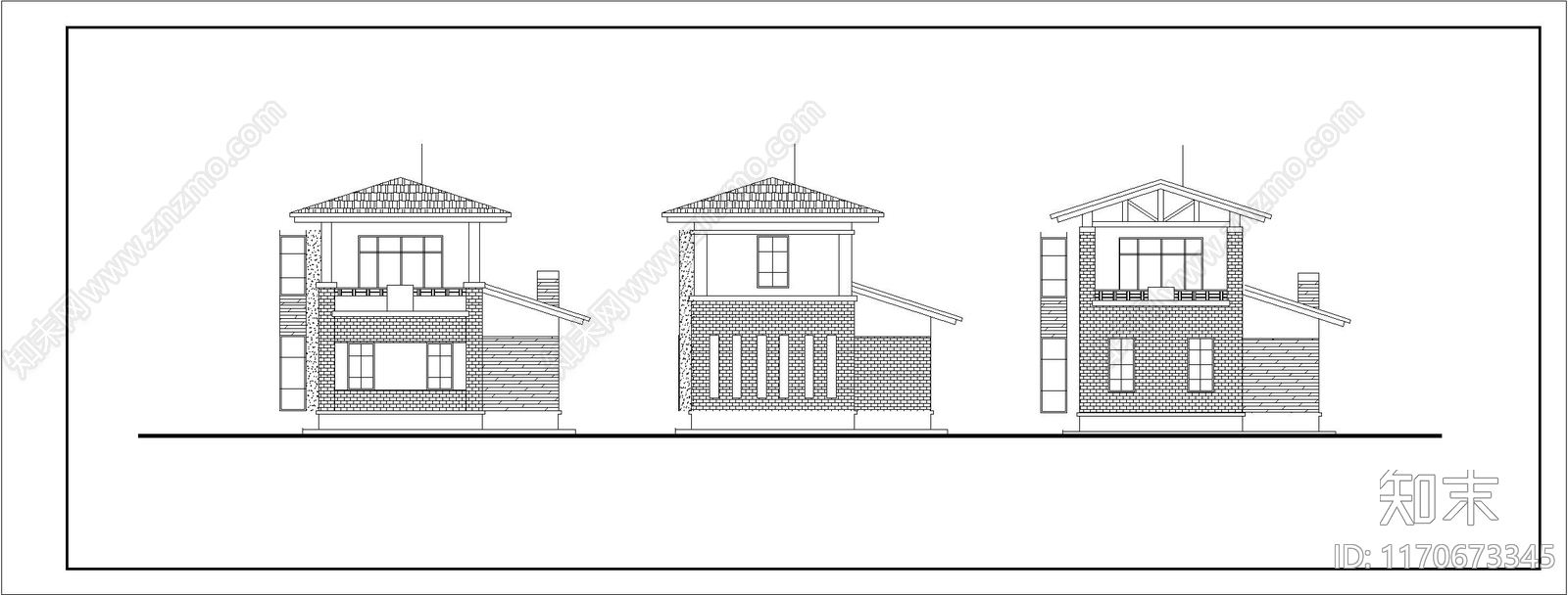 现代美式别墅建筑cad施工图下载【ID:1170673345】