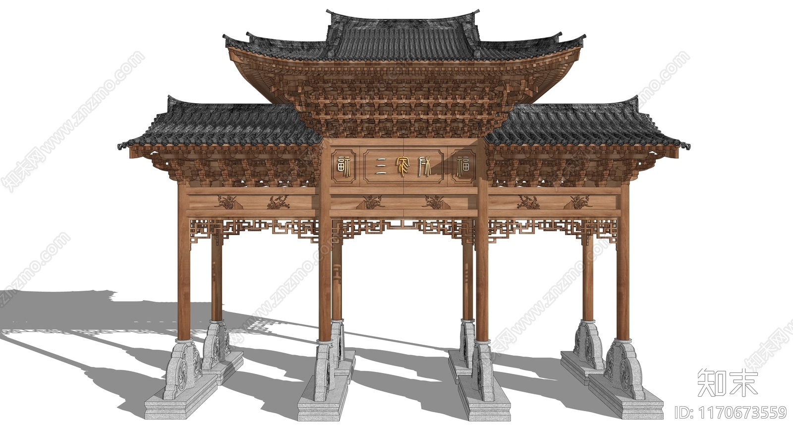 新中式中式牌坊牌楼SU模型下载【ID:1170673559】