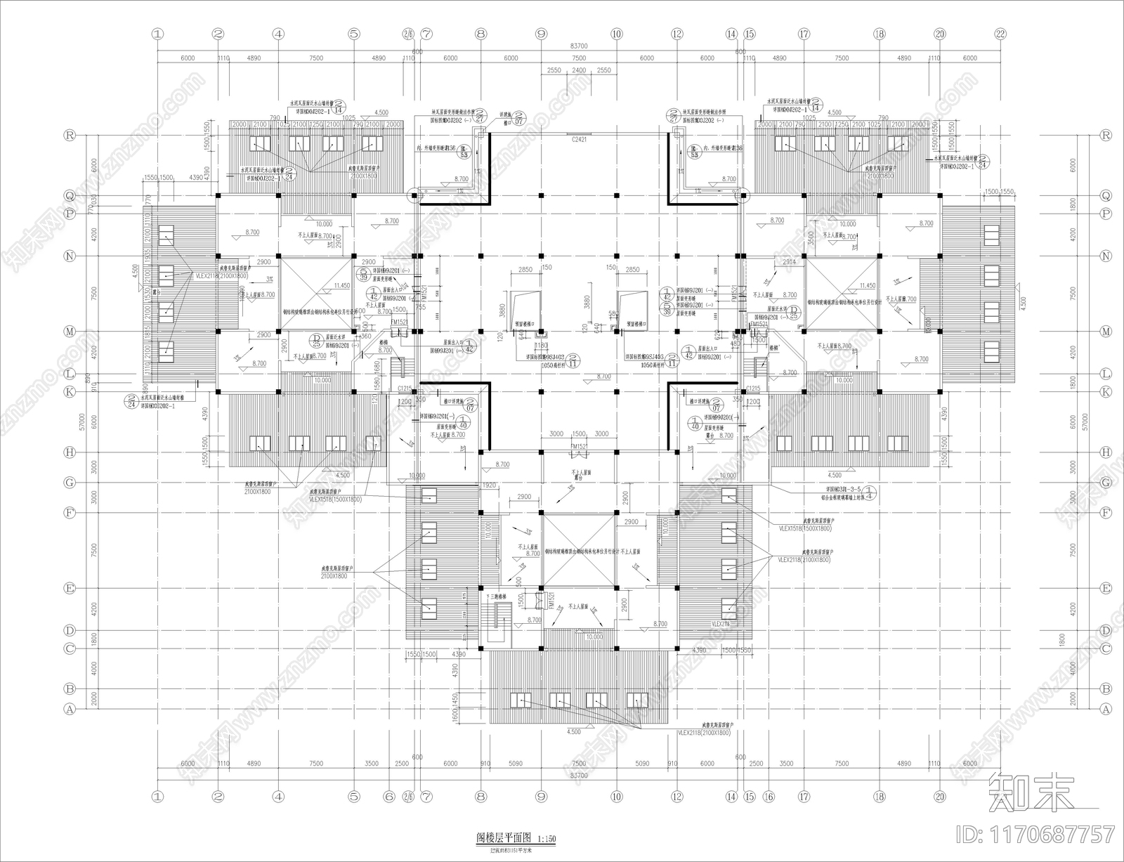 现代美式别墅建筑cad施工图下载【ID:1170687757】