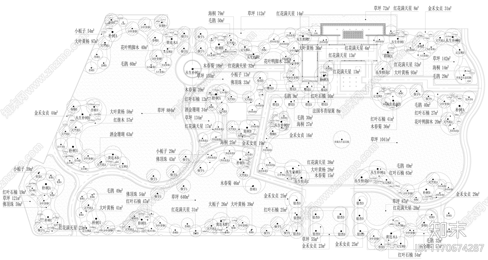 现代简约植物配置图库施工图下载【ID:1170674287】