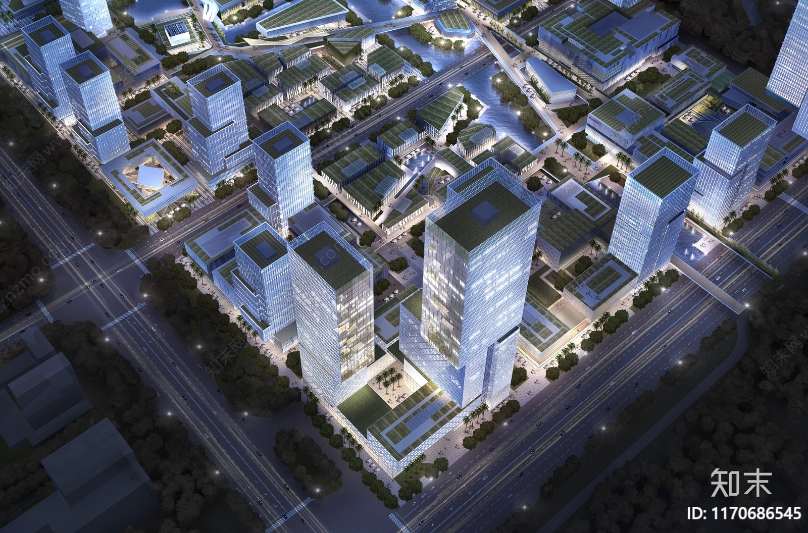 现代产业园建筑cad施工图下载【ID:1170686545】