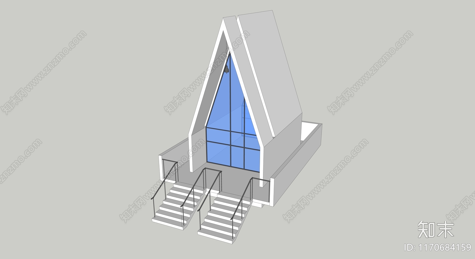 现代教堂建筑SU模型下载【ID:1170684159】