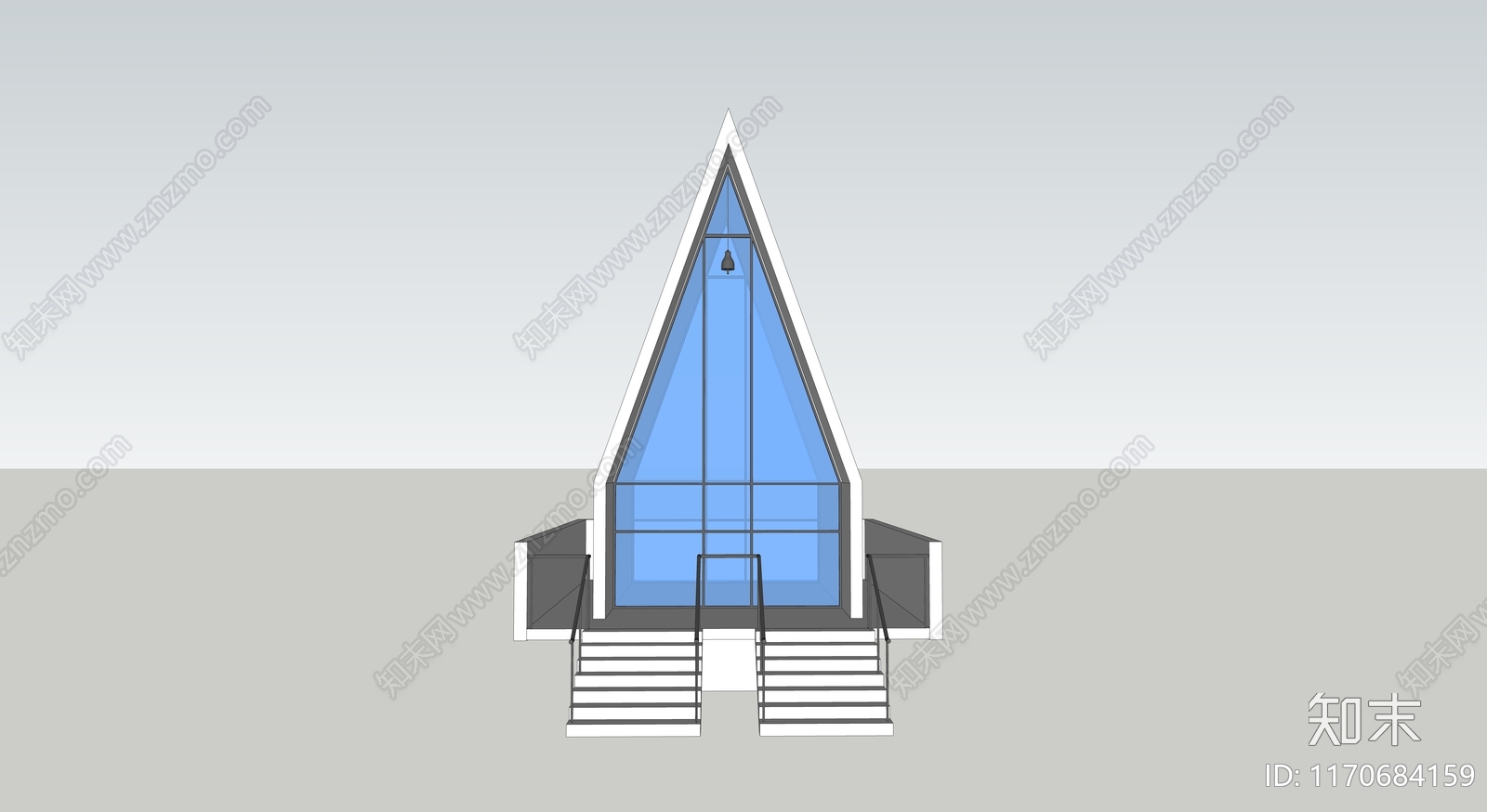 现代教堂建筑SU模型下载【ID:1170684159】