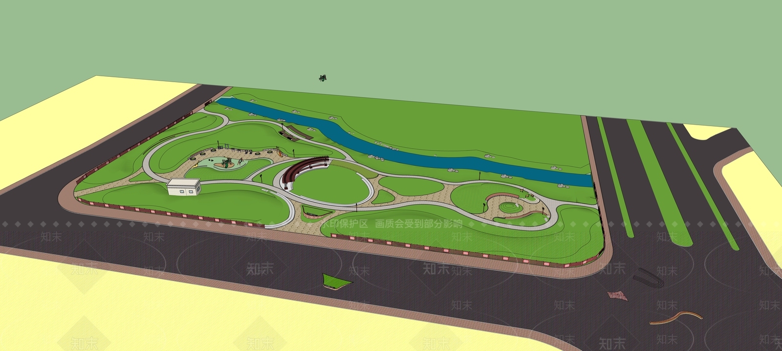 现代景观公园SU模型下载【ID:1170686236】