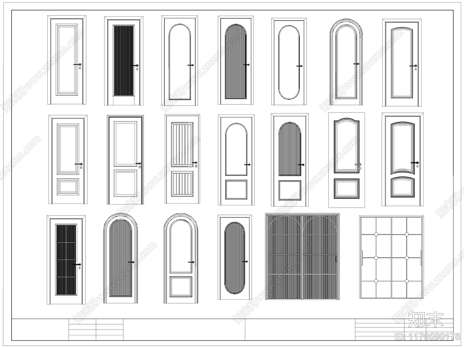 法式门施工图下载【ID:1170690178】