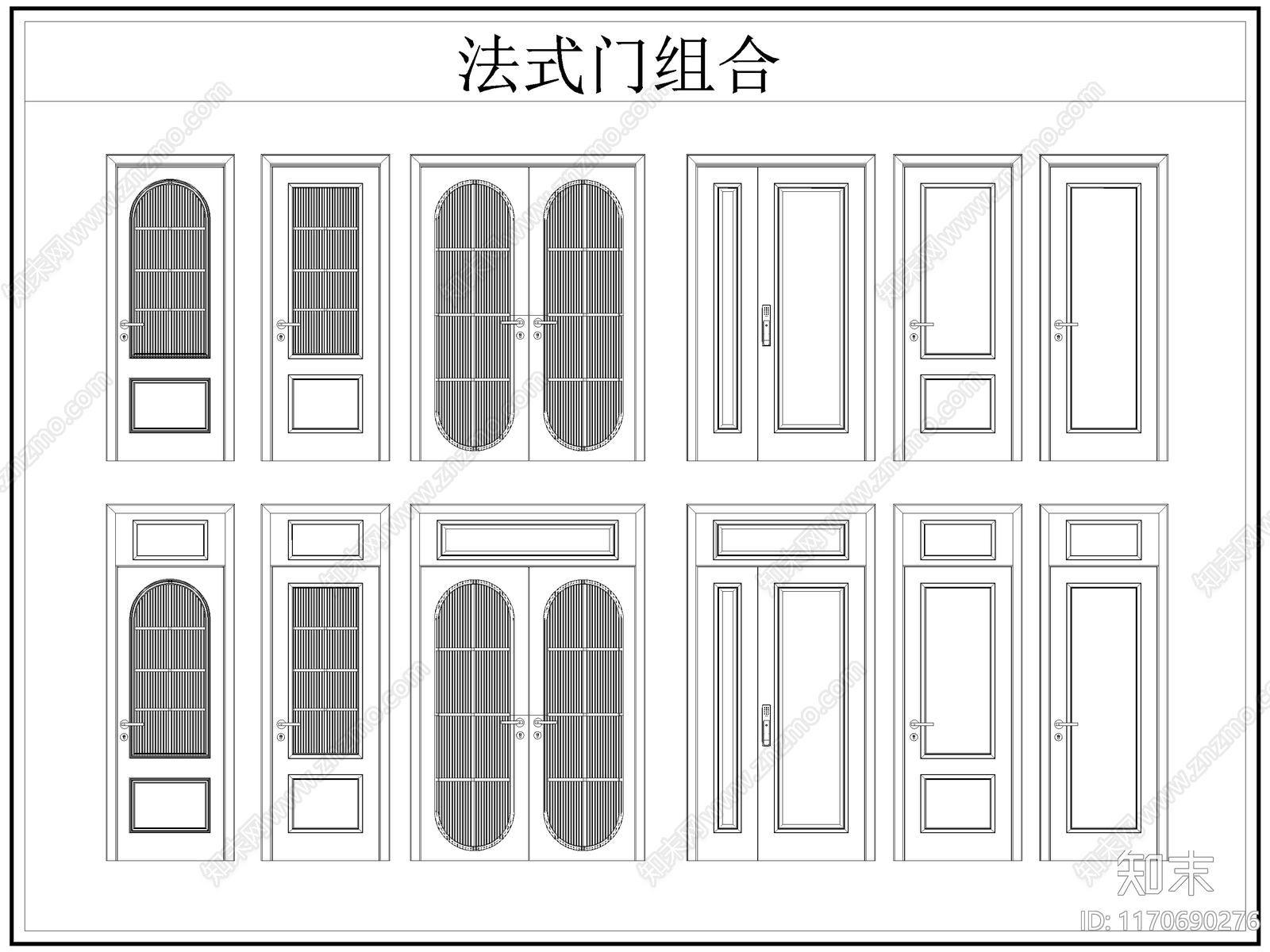 法式门cad施工图下载【ID:1170690276】