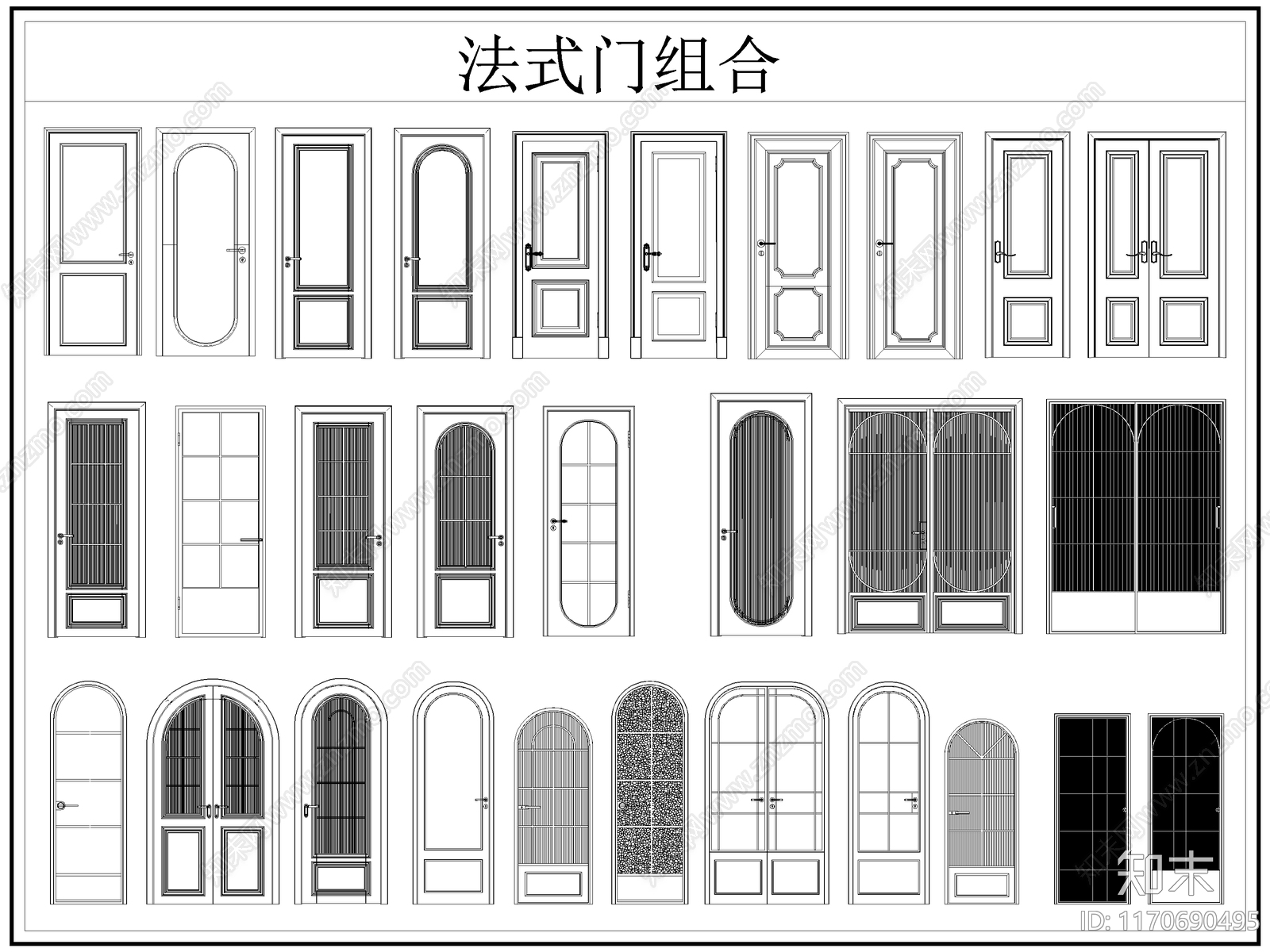 法式门施工图下载【ID:1170690495】