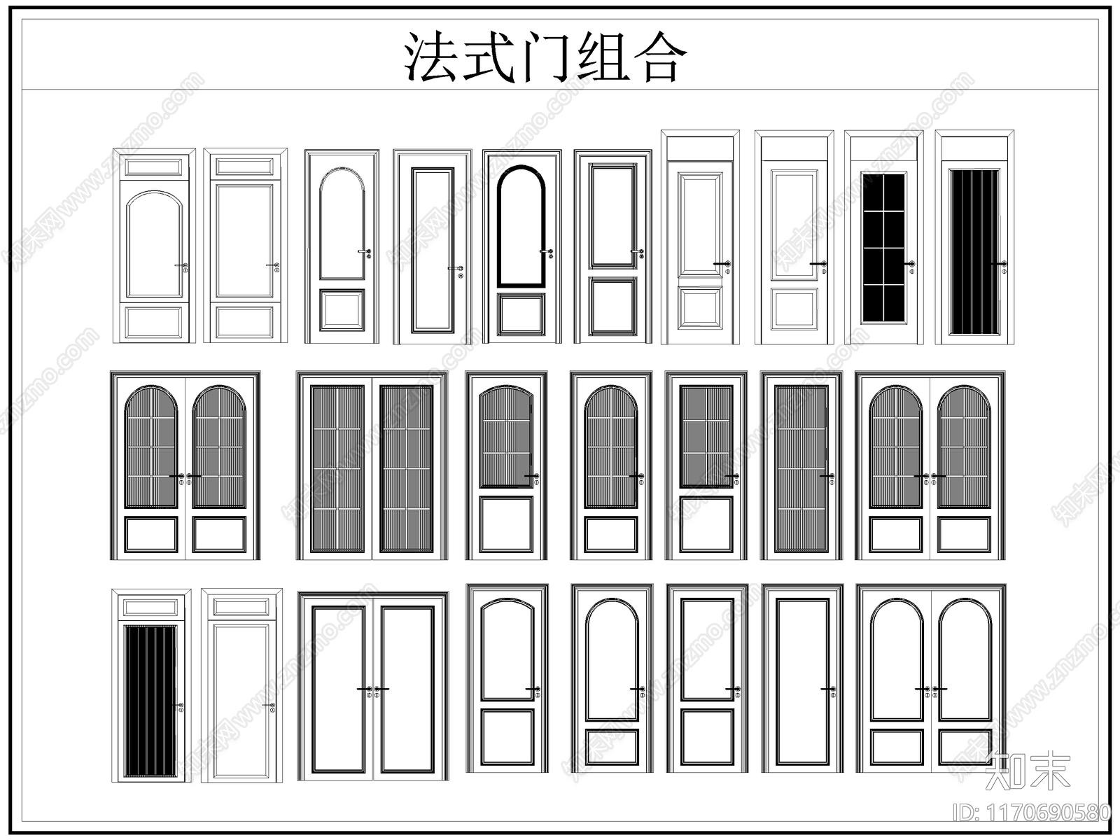 法式门cad施工图下载【ID:1170690580】