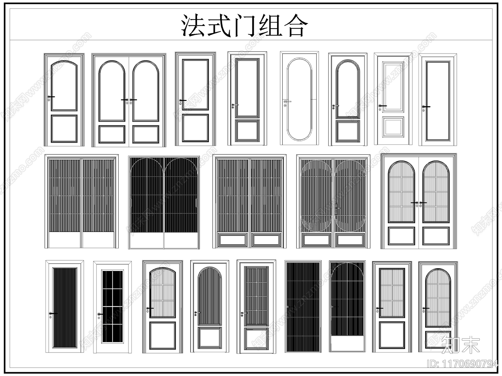 法式门cad施工图下载【ID:1170690794】