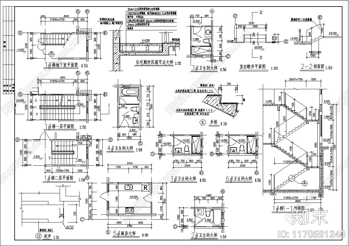 简欧别墅建筑cad施工图下载【ID:1170691240】