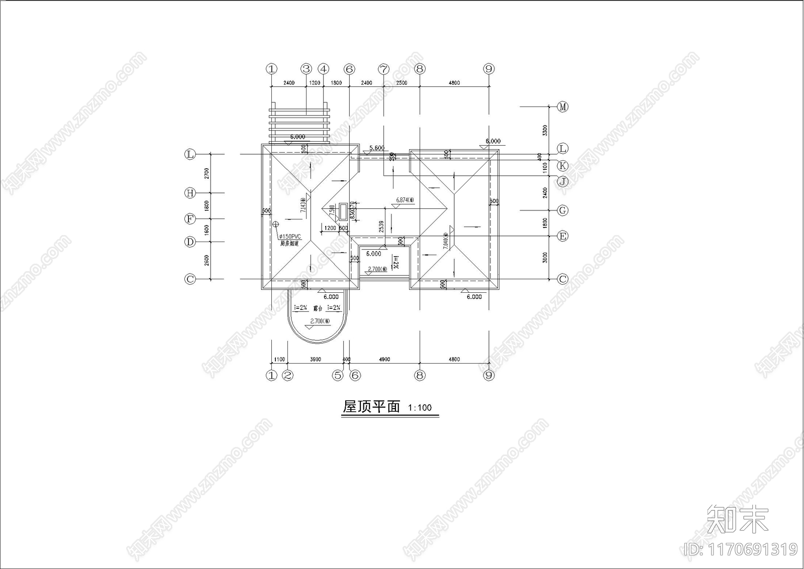 现代简约别墅建筑cad施工图下载【ID:1170691319】