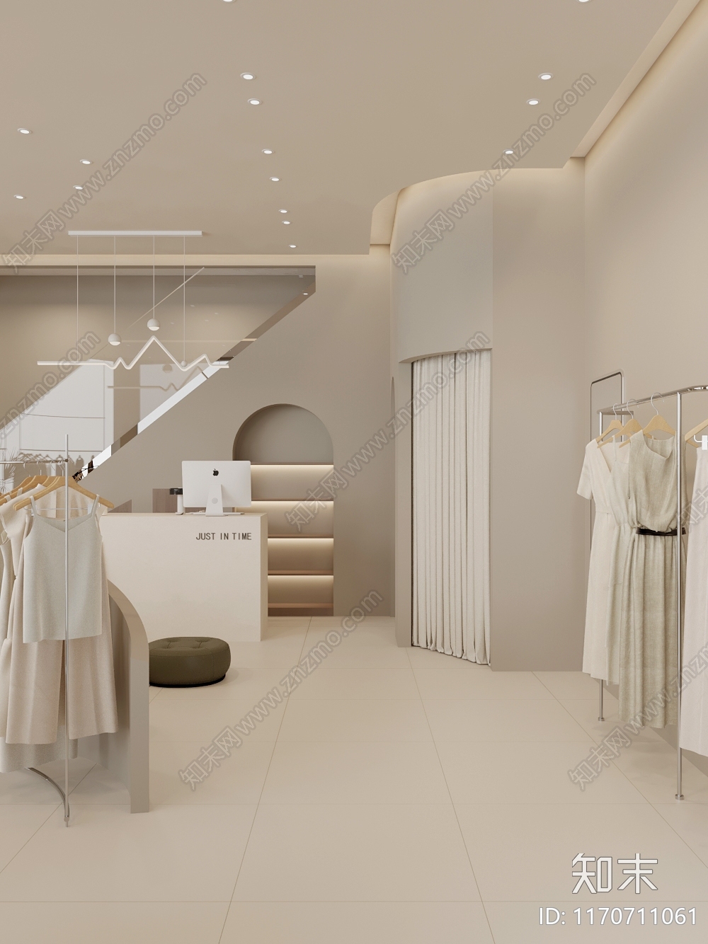 现代奶油服装店3D模型下载【ID:1170711061】