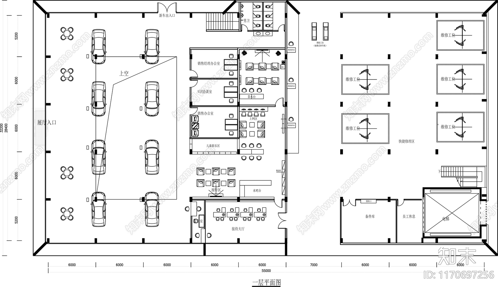 现代4s店施工图下载【ID:1170697256】
