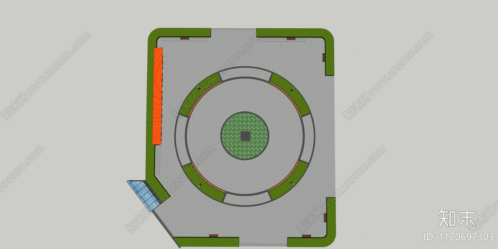 现代广场景观SU模型下载【ID:1170697303】