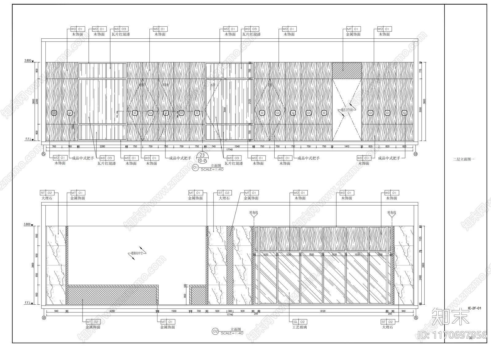 现代中式整体办公空间cad施工图下载【ID:1170697956】