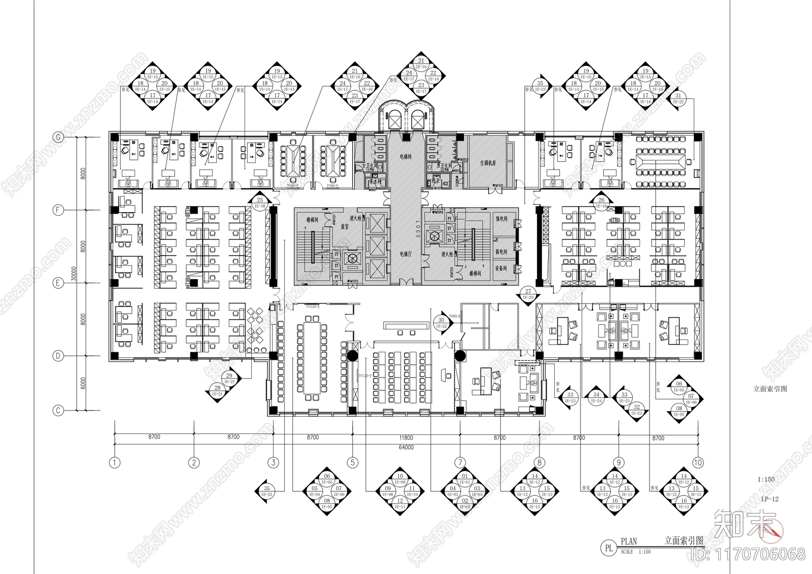 现代整体办公空间cad施工图下载【ID:1170706068】