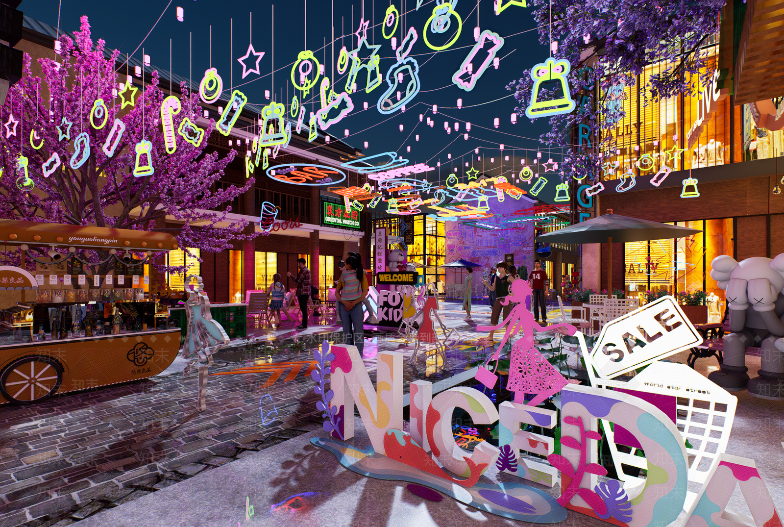 现代美式商业街SU模型下载【ID:1170716525】