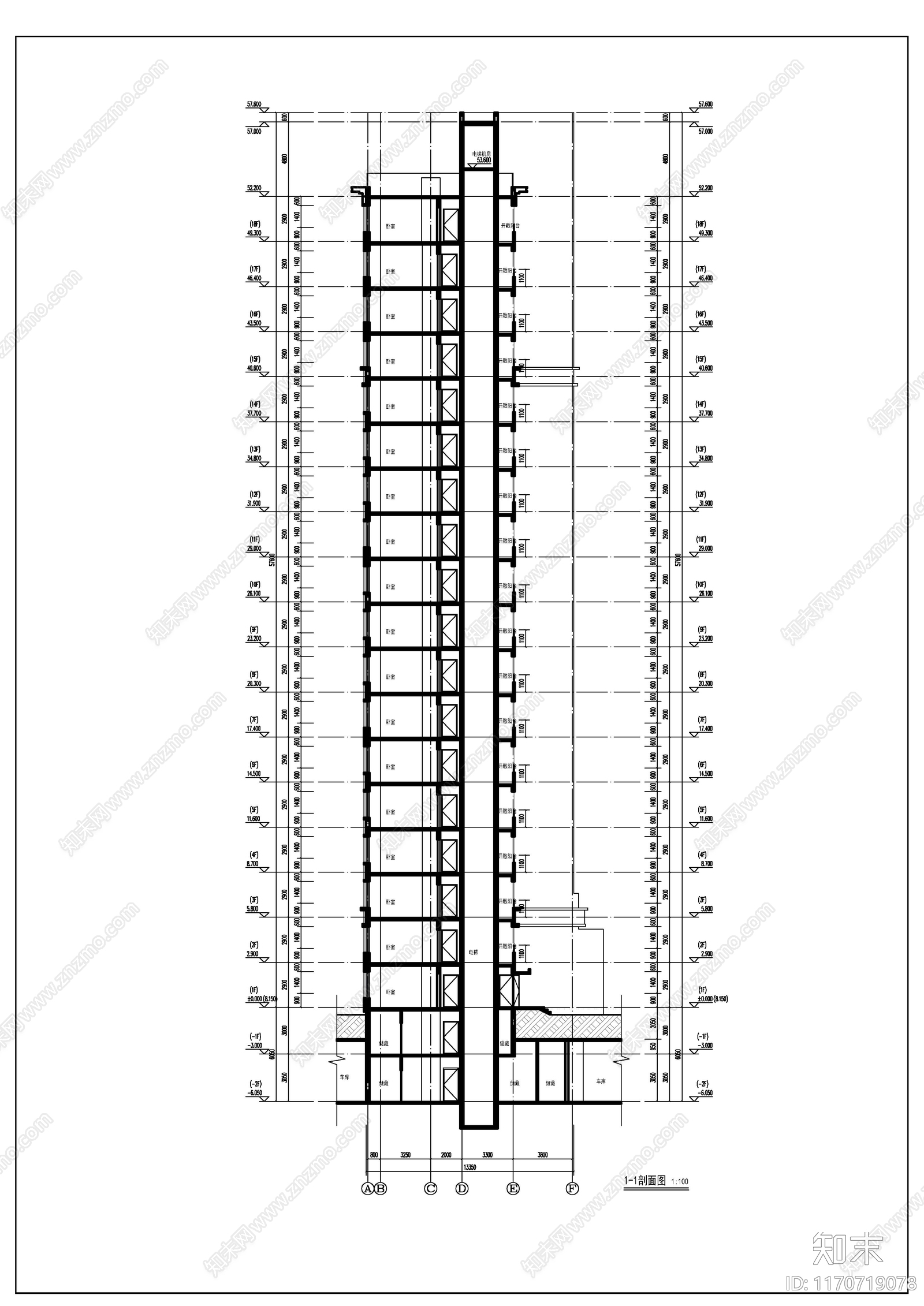 现代住宅楼建筑cad施工图下载【ID:1170719078】