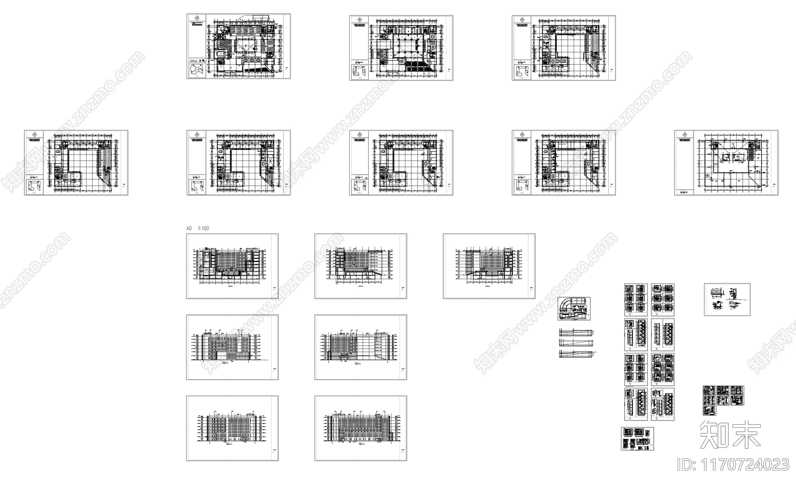 现代办公楼建筑cad施工图下载【ID:1170724023】