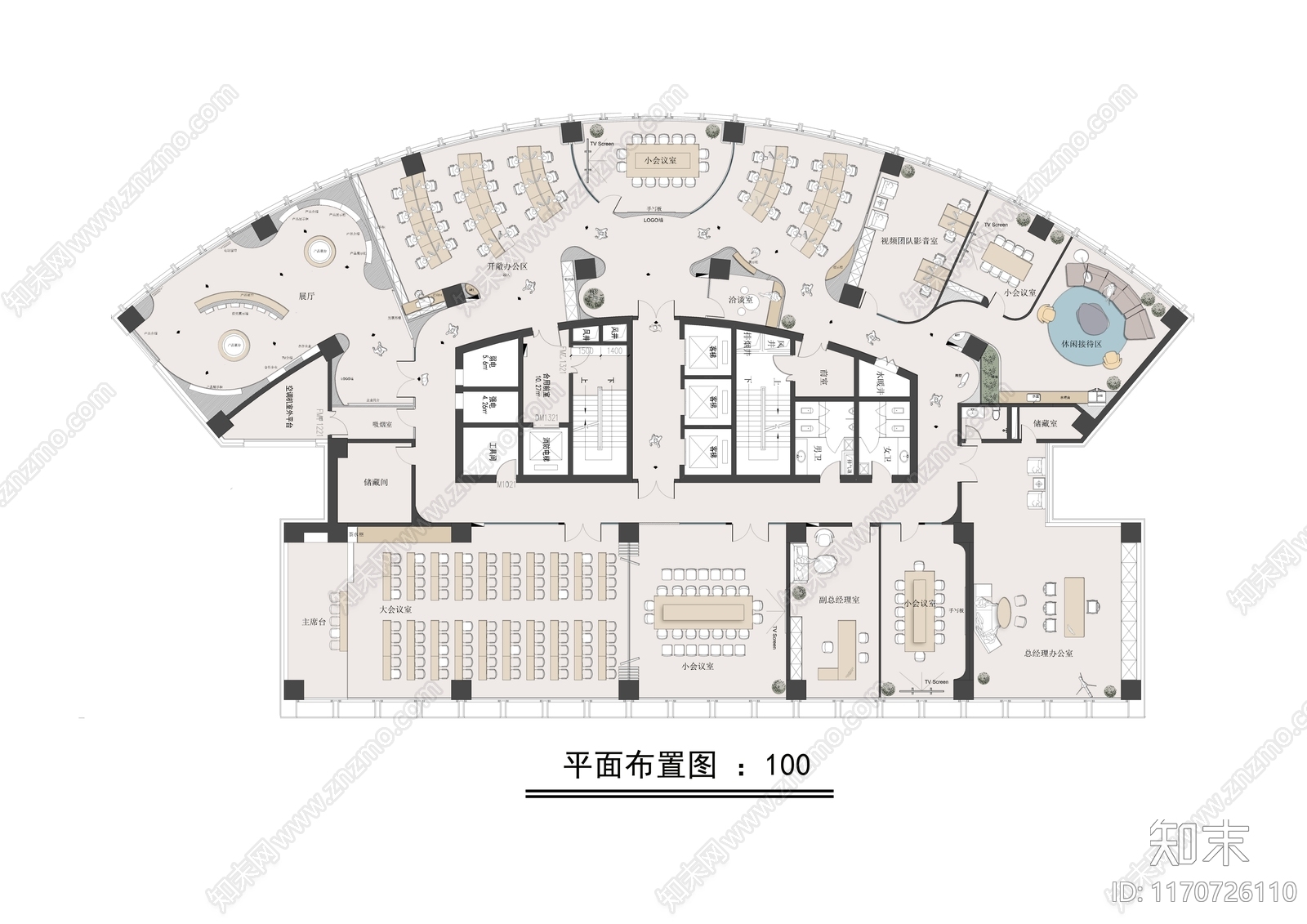 现代办公室cad施工图下载【ID:1170726110】