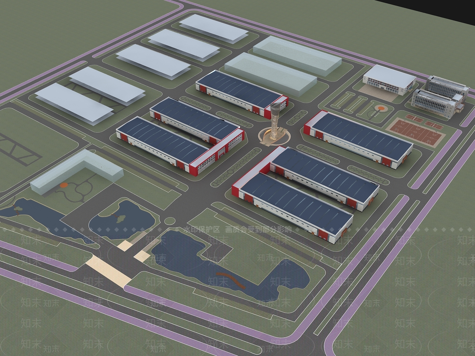现代鸟瞰规划3D模型下载【ID:1170729330】
