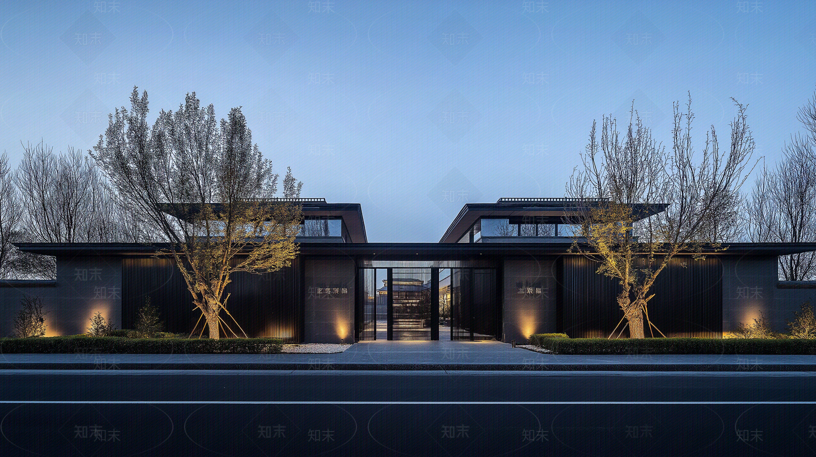 现代新中式街道外景贴图下载【ID:1170729387】