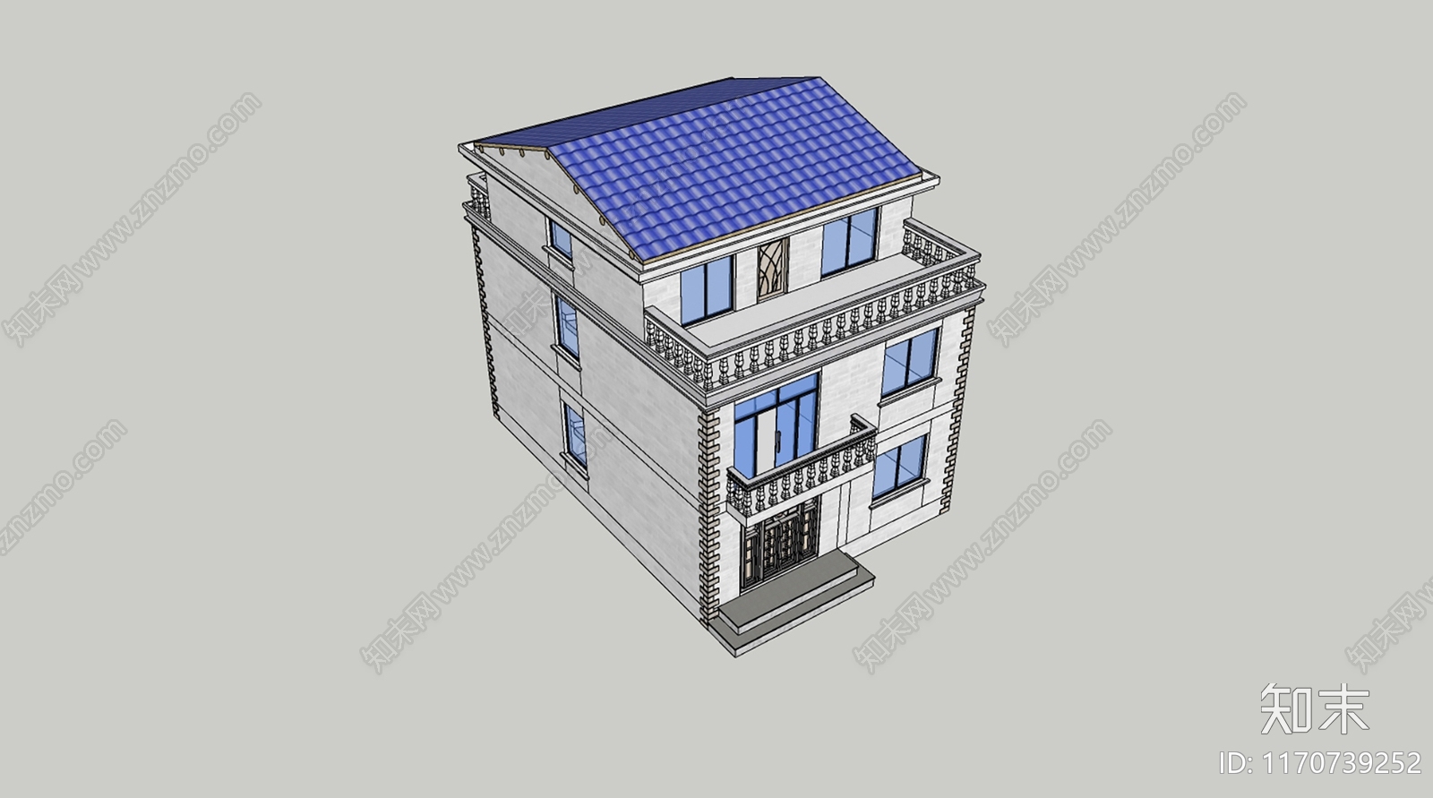 欧式现代别墅SU模型下载【ID:1170739252】