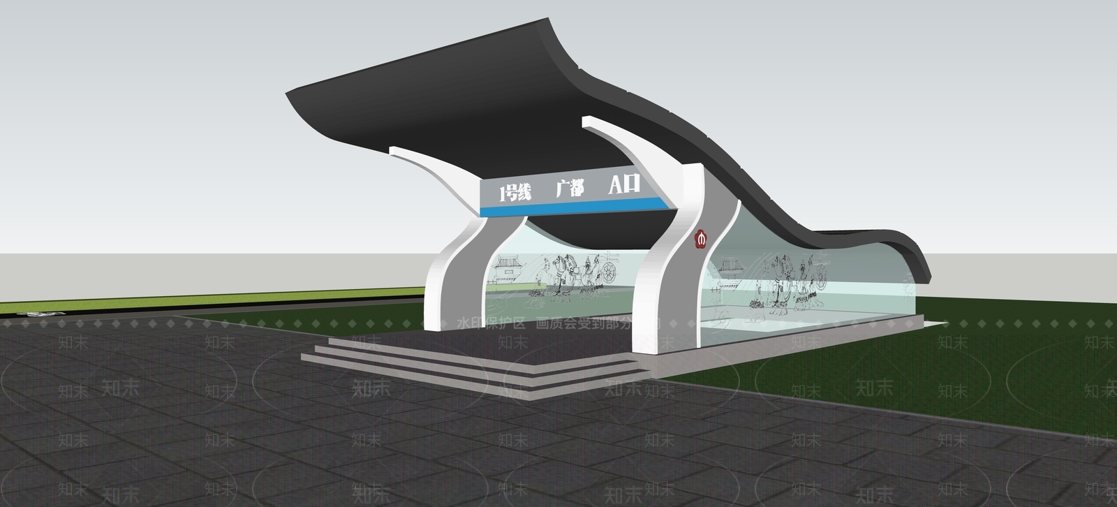 现代地铁站SU模型下载【ID:1170740311】