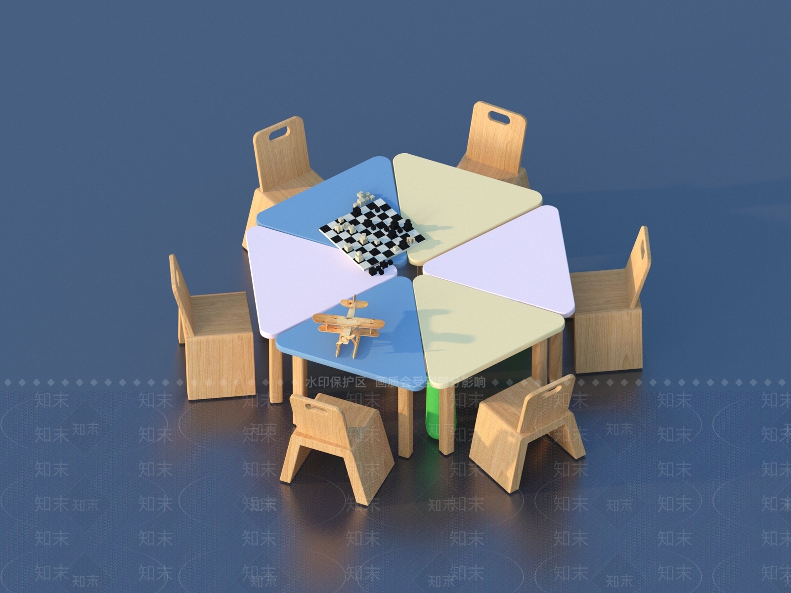 现代儿童桌椅3D模型下载【ID:1170744569】