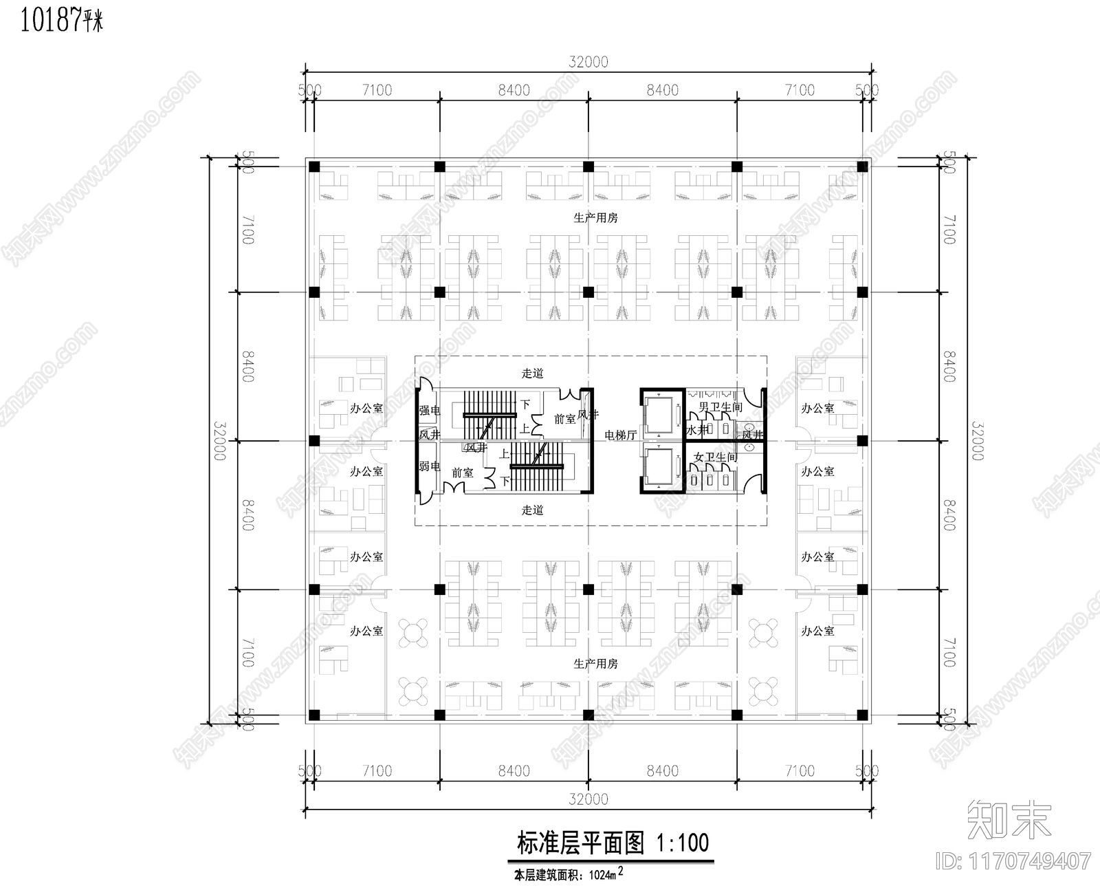 现代产业园建筑cad施工图下载【ID:1170749407】