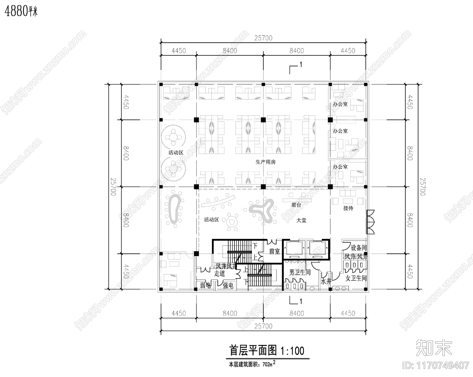 现代产业园建筑cad施工图下载【ID:1170749407】