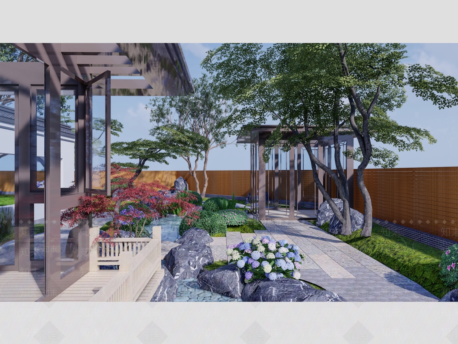 中式别墅庭院SU模型下载【ID:1170747860】