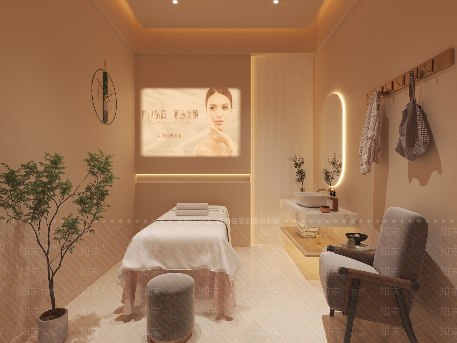现代奶油美容院3D模型下载【ID:1170747962】