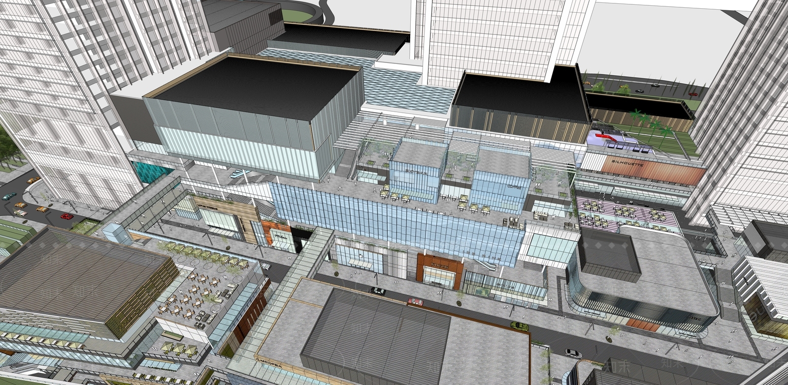 现代商场建筑SU模型下载【ID:1170749514】
