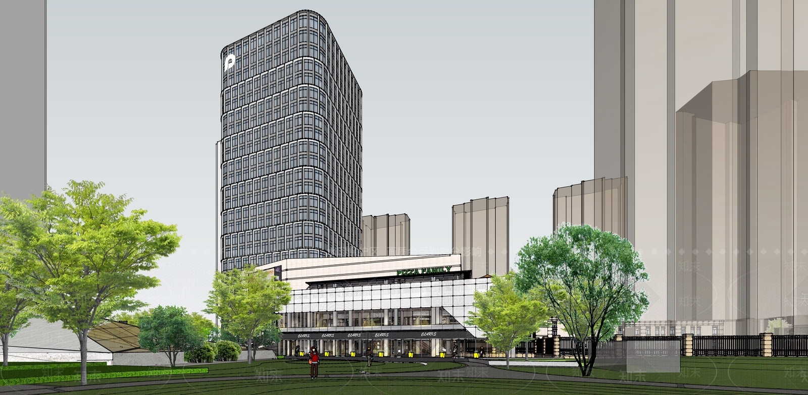 现代商场建筑SU模型下载【ID:1170750212】